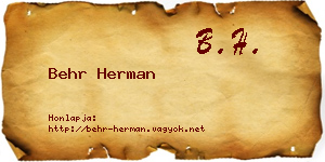 Behr Herman névjegykártya
